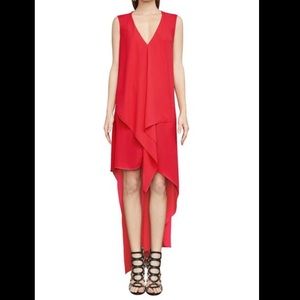 BCBGMaxAzria Red Tara Tiered Asymmetrical Dress